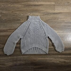 Gray Free People Cable Knit Sweater